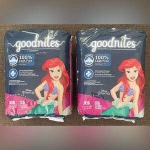 NEW Girls Goodnites Princess Ariel Mermaid Bedwetting Underwear Sz XS (30 Total)